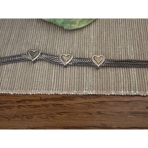 Brighton Heart TwoTone Multi-Strand Toggle Bracelet Silver Gold Accents 7 signed - Picture 4 of 11